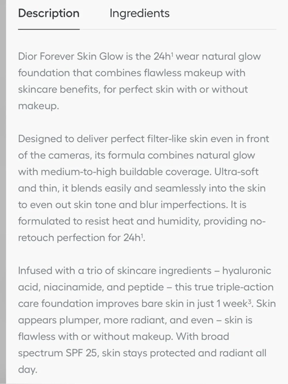 Dior Forever Skin Glow Glow Foundation - 24h Wear - 48h Hydration 2.5W WARM
